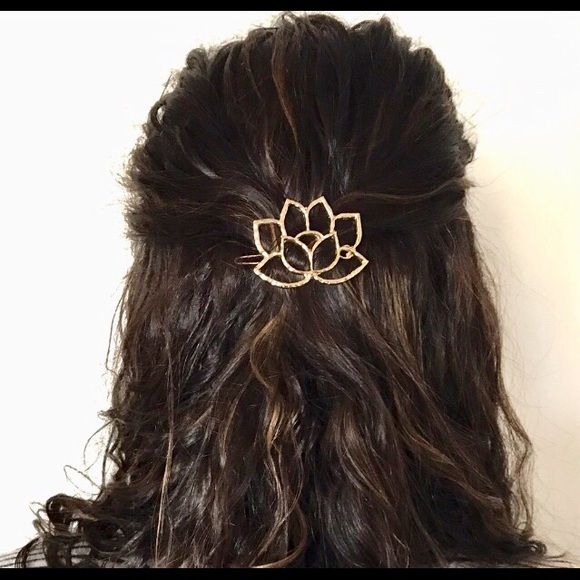 HOST PICK Sacred lotus gold boho hair clip yoga - Picture 2 of 6